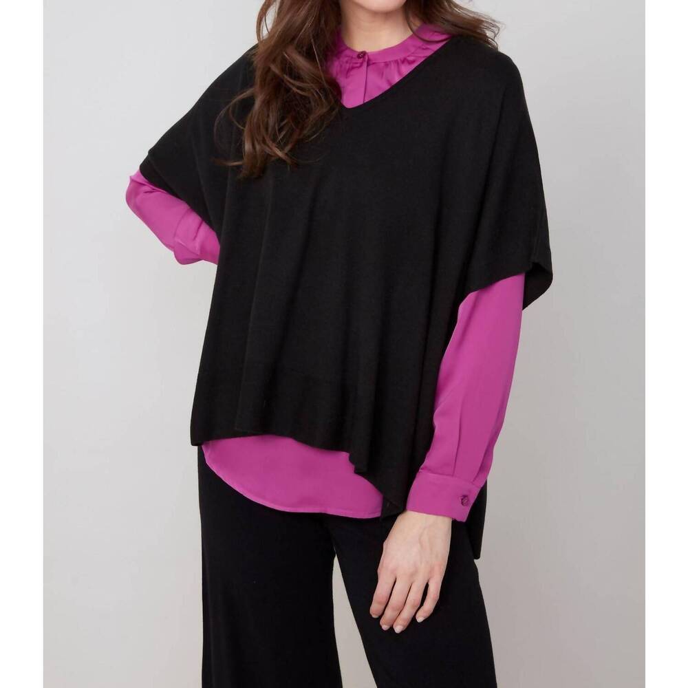 NEW RENUAR soft touch poncho style sweater in black